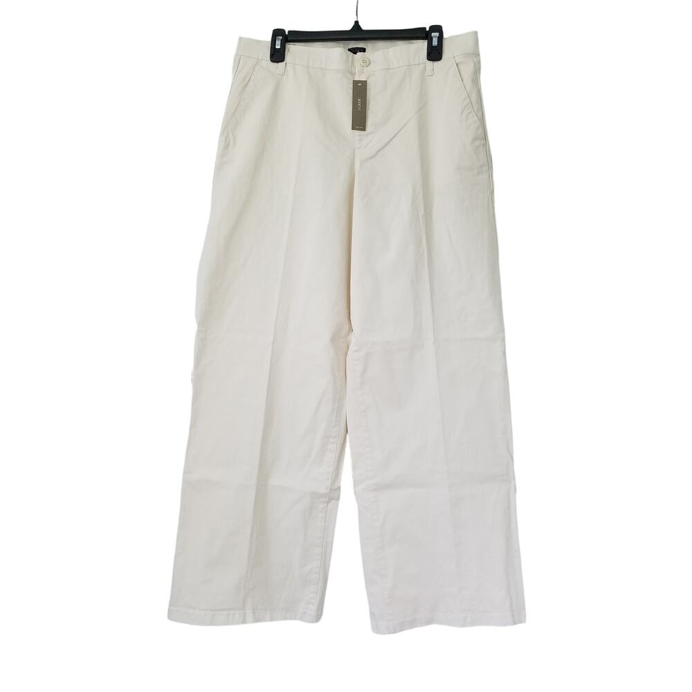 J. Crew Lower Rise Wide Leg Chino Pant Size 29 Ivory Breezy Satin NWT $148 BW531